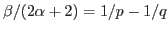 ${\beta}/{(2\alpha+2)}=1/p-1/q$